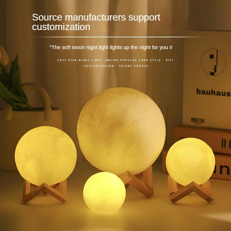 Hot Selling Moon Light Romantic Atmosphere Room Decoration Warm Soft Light Accompany Night Lamp Birthday Gift Button Cell